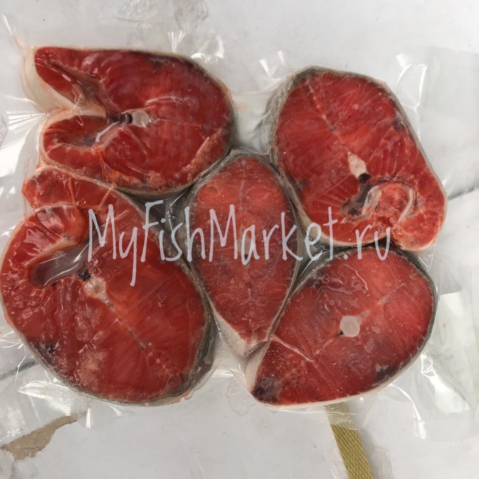 картинка Стейк нерки в/у 0,5кг Интернет магазина MyFishMarket.ru - доставка свежемороженой рыбы , морепродуктов , красной и черной икры в офис или на дом.