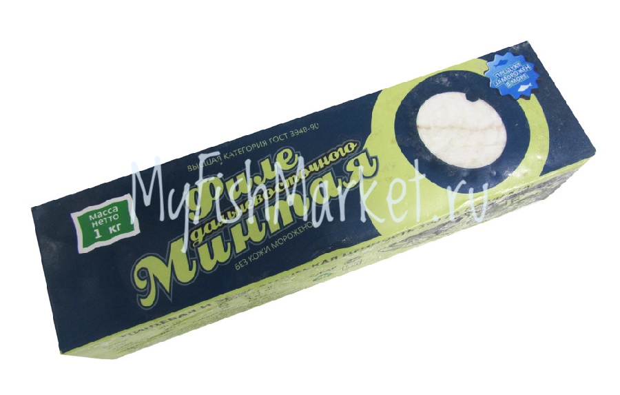 картинка Филе минтая Дальневосточное, 1 кг. Интернет магазина MyFishMarket.ru - доставка свежемороженой рыбы , морепродуктов , красной и черной икры в офис или на дом.